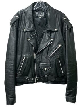 🏍️Vintage Diamond Leather Collection Biker Jacket with Silver Hardware
